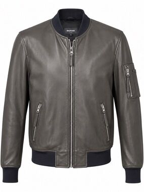 Mackage Black Leather Bomber Jacket